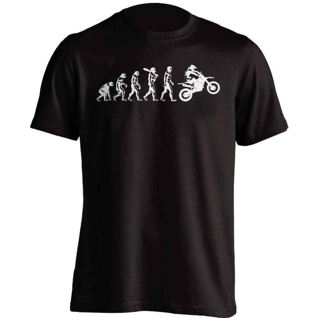 Human Evolution Dirt Bike T-Shirt - OutdoorsAdventurer