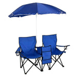 Double Folding Chair with Umbrella, Table and a Cooler - OutdoorsAdventurer