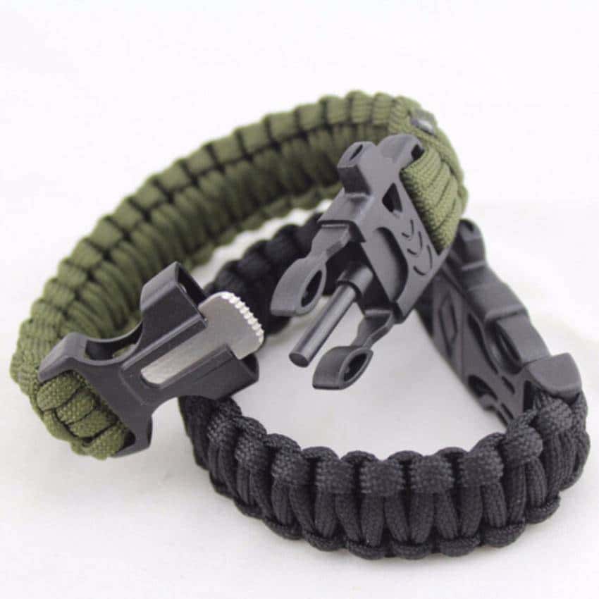 4 in 1 Flint Fire Starter Whistle Outdoor Camping Survival Bracelet - OutdoorsAdventurer