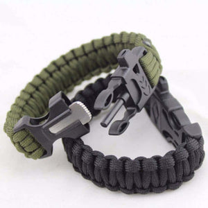 4 in 1 Flint Fire Starter Whistle Outdoor Camping Survival Bracelet - OutdoorsAdventurer