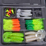 35 Soft Worm Fishing Baits & 10 Jig head hook set - OutdoorsAdventurer