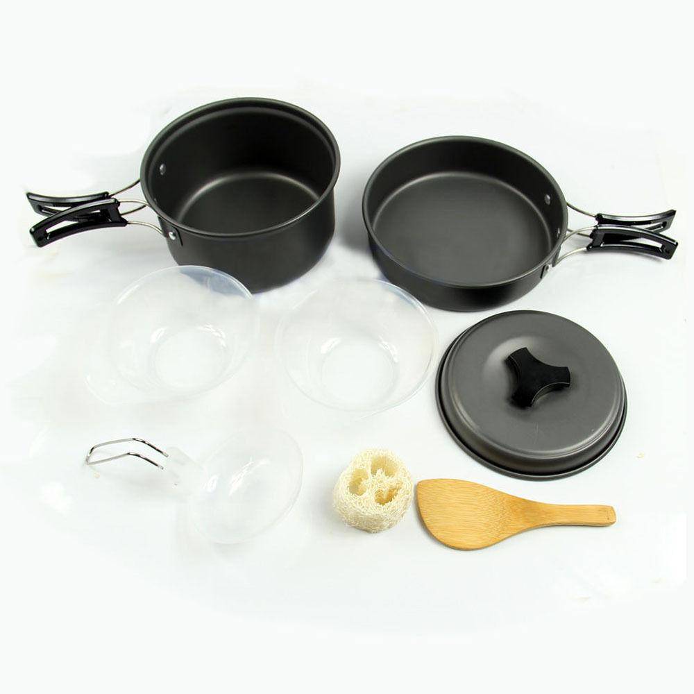 9 pcs Outdoor Camping Cookware Pot Pan Set - OutdoorsAdventurer