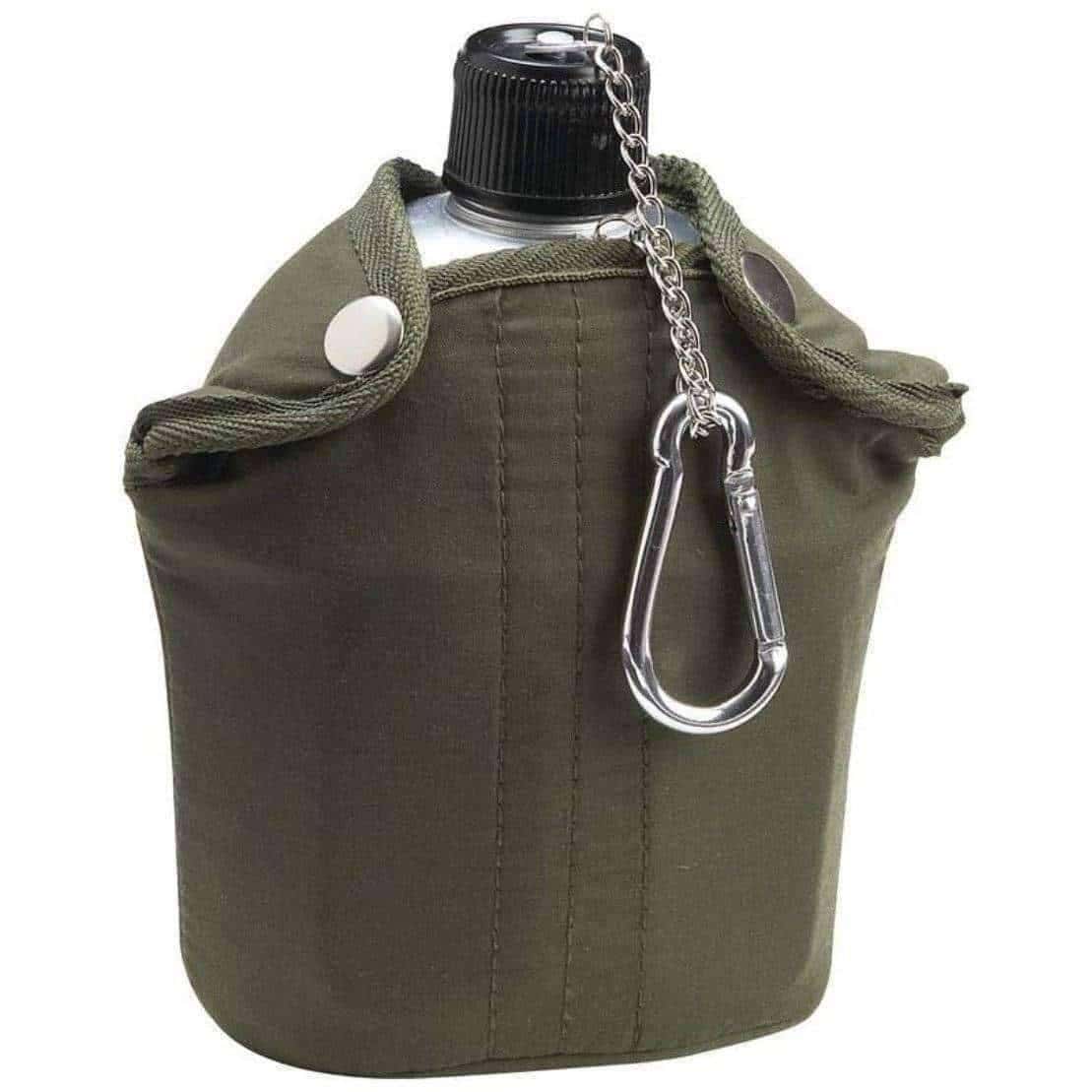 32oz Canteen With Cover, Cup and Clip. Army/Hunter Green - OutdoorsAdventurer