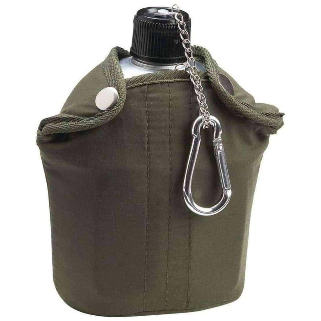 32oz Canteen With Cover, Cup and Clip. Army/Hunter Green - OutdoorsAdventurer