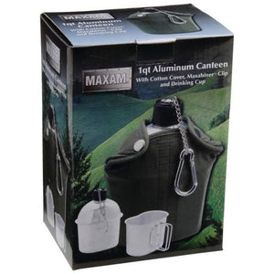 32oz Canteen With Cover, Cup and Clip. Army/Hunter Green - OutdoorsAdventurer