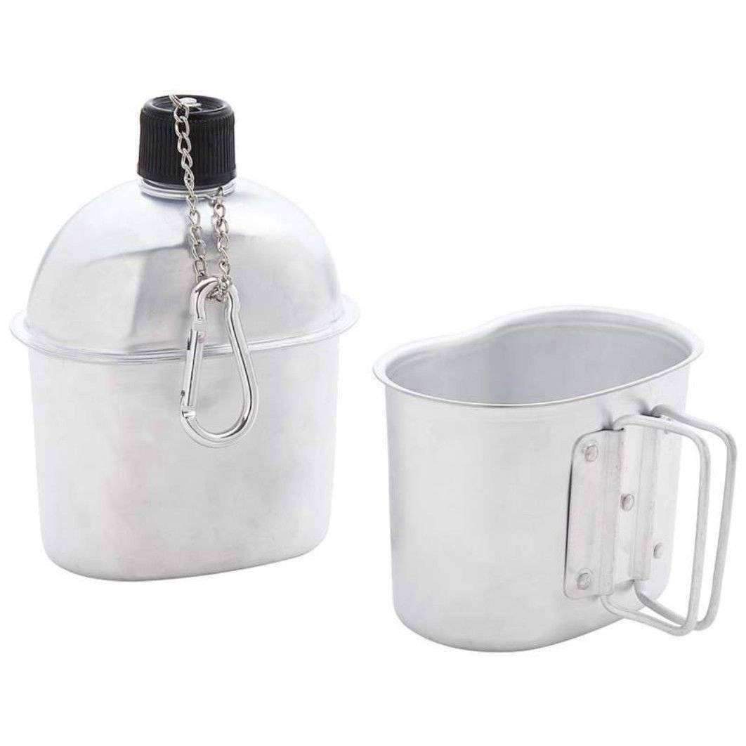 32oz Canteen With Cover, Cup and Clip. Army/Hunter Green - OutdoorsAdventurer