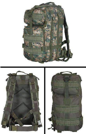 Ultimate Digital Camo Backpack Kit, Includes Signal Mirror,Polarshield Blanket, Knife, Fire Starter, Wire Saw, Axe, 50" Paracord & First Aid Kit BAG