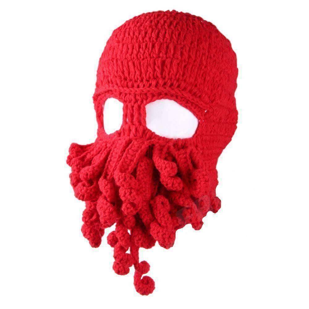 Barbarian Beard Beanie Octopus Knitted Hat - OutdoorsAdventurer