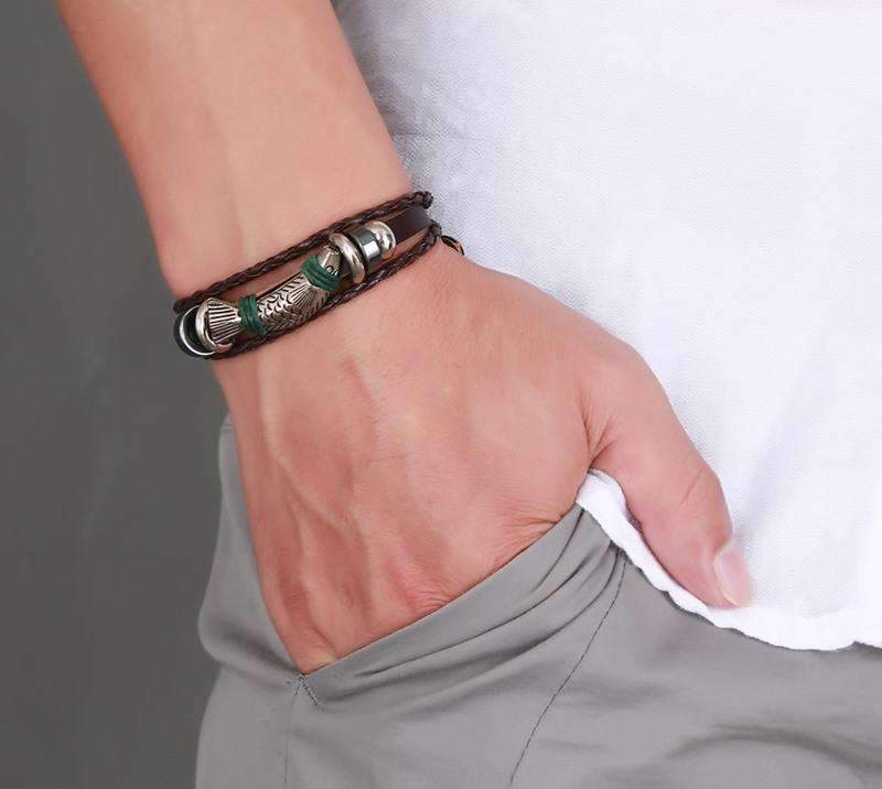 Fishing Leather Bracelet - OutdoorsAdventurer