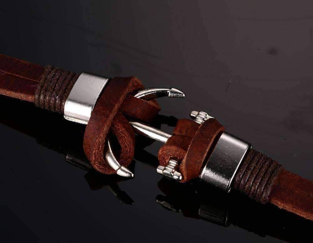 Anchor Leather Bracelet - OutdoorsAdventurer