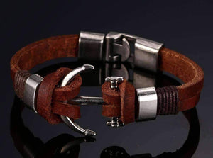 Anchor Leather Bracelet - OutdoorsAdventurer