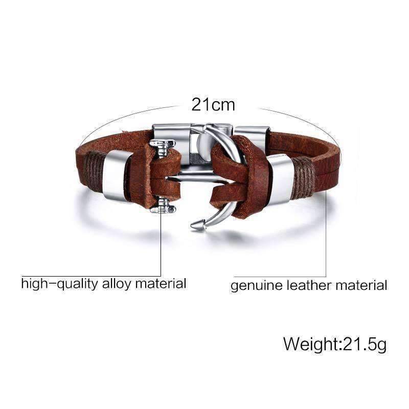 Anchor Leather Bracelet - OutdoorsAdventurer