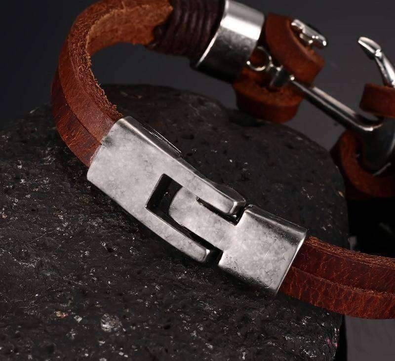 Anchor Leather Bracelet - OutdoorsAdventurer