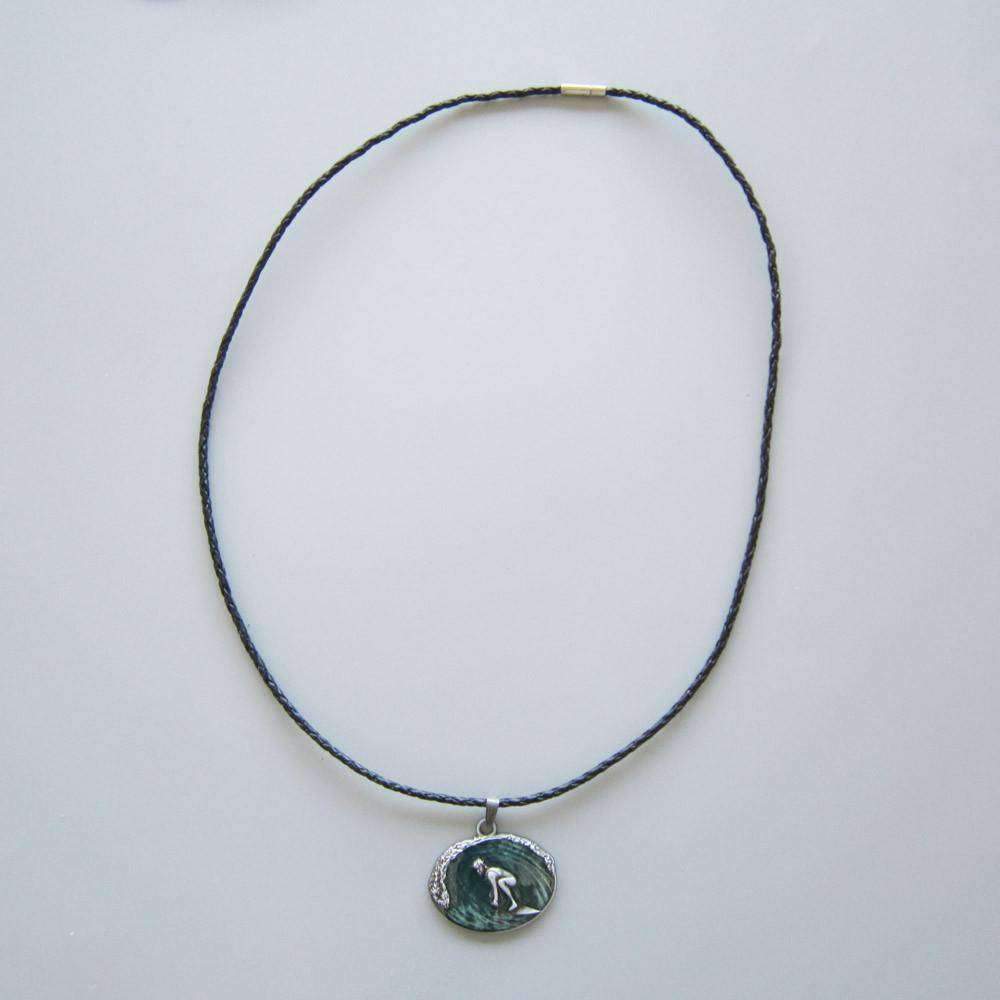 Surfing Charm Braided Leather Necklace - OutdoorsAdventurer