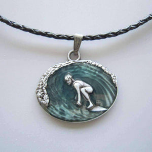 Surfing Charm Braided Leather Necklace - OutdoorsAdventurer