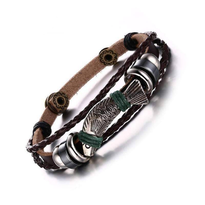 Fishing Leather Bracelet - OutdoorsAdventurer