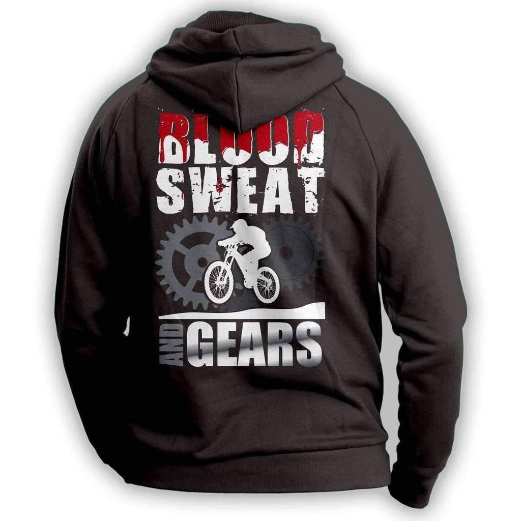 "Blood, Sweat And Gears" Mountain Biking Hoodie - OutdoorsAdventurer