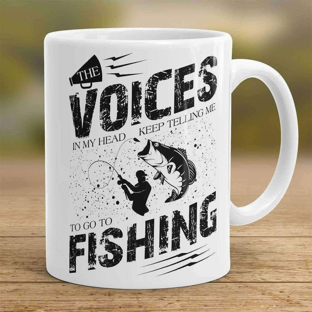 "The Voices In My Head Keep Telling Me To Go Fishing" Mug - OutdoorsAdventurer
