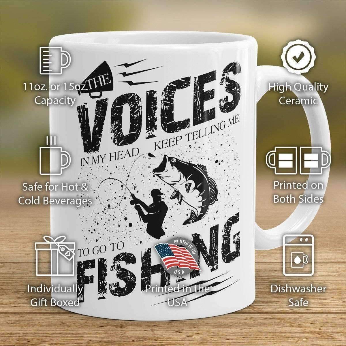 "The Voices In My Head Keep Telling Me To Go Fishing" Mug - OutdoorsAdventurer