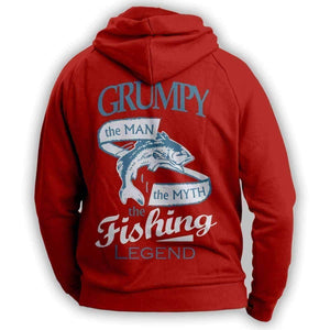 "Grumpy, The Man, The Myth, The Fishing Legend" Hoodie - OutdoorsAdventurer