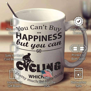 "You Can't Buy Happiness But You Can Go Cycling" Mug - OutdoorsAdventurer