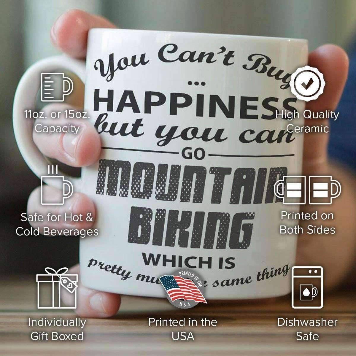 "You Can't Buy Happiness But You Can Go Mountain Biking" Mug - OutdoorsAdventurer