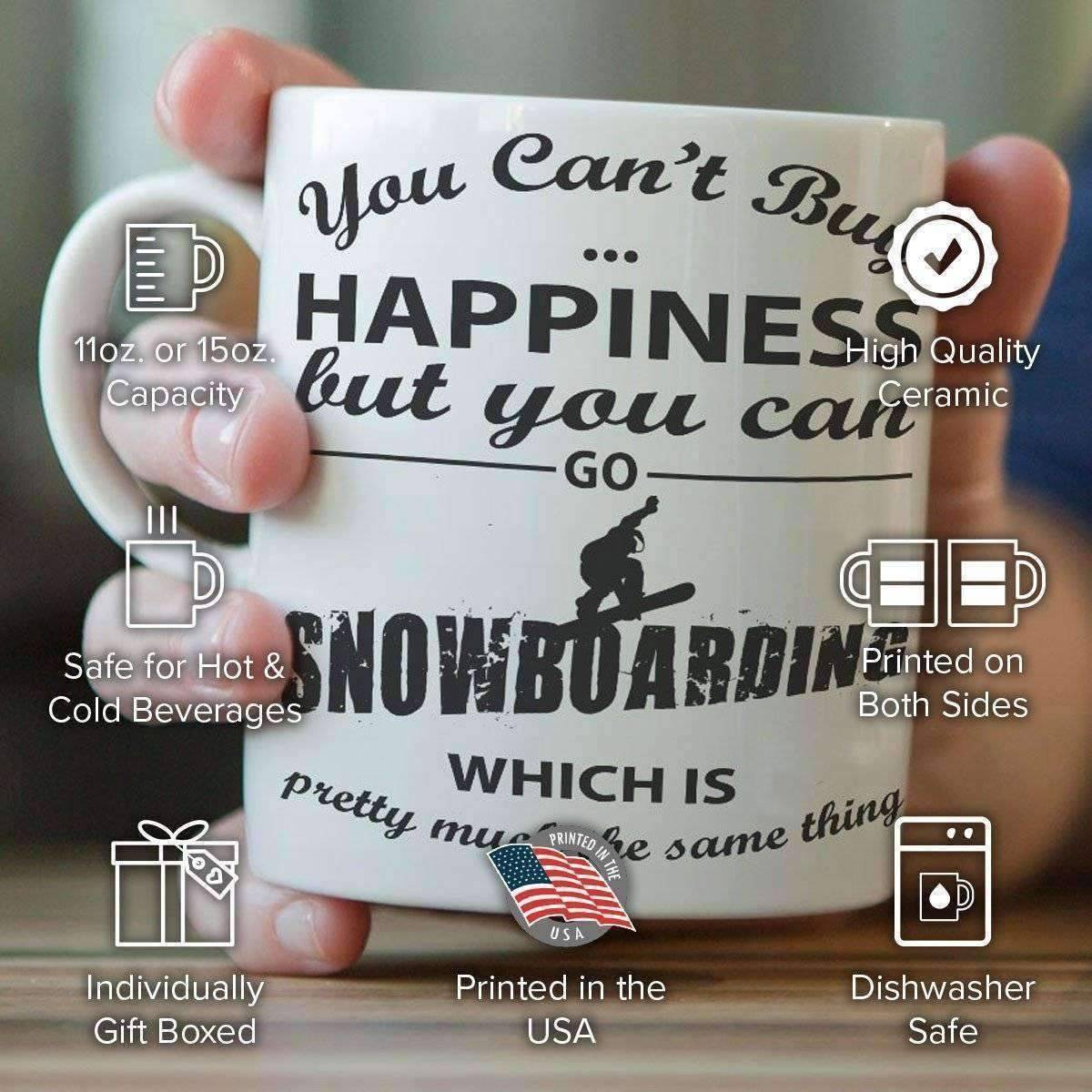 "You Can't Buy Happiness But You Can Go Snowboarding" Mug - OutdoorsAdventurer