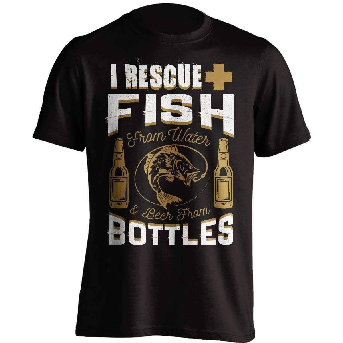 "I Rescue Fish From Water And Beer From Bottles" T-Shirt - OutdoorsAdventurer