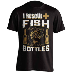 "I Rescue Fish From Water And Beer From Bottles" T-Shirt - OutdoorsAdventurer