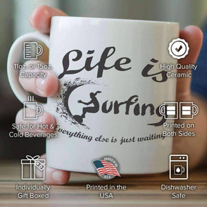 "Life is Surfing" Mug - OutdoorsAdventurer