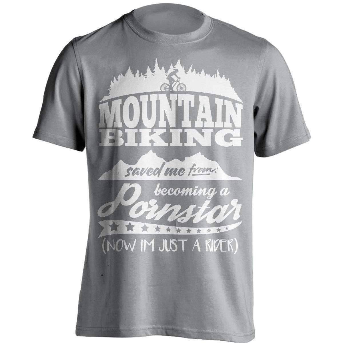 Mountain Biking Saved Me From Becoming A Pornstar T-Shirt - OutdoorsAdventurer