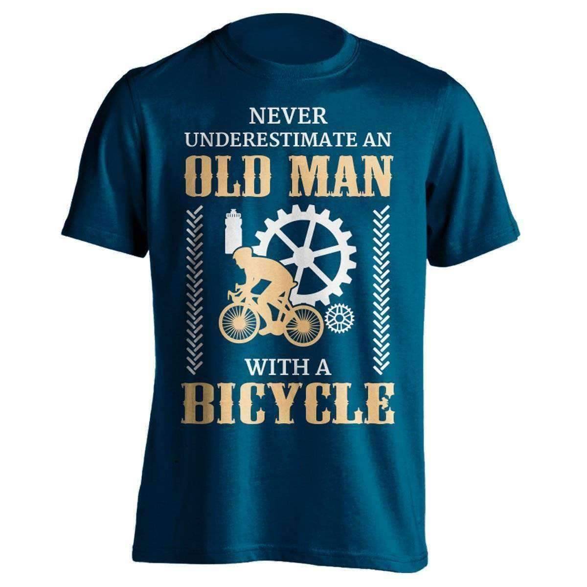 "Never Underestimate An Old Man..." Bicycle T-Shirt - OutdoorsAdventurer
