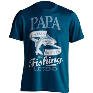"Papa, The Man, The Myth, The Fishing Legend" T-Shirt - OutdoorsAdventurer
