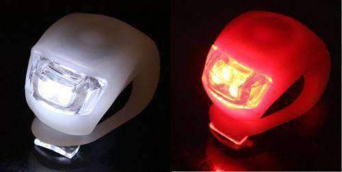 Ultra Bright Waterproof SILICON LED BIKE LIGHT SET 2LED Front + Rear Safety Light