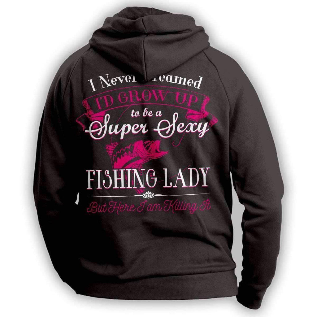 Super Sexy Fishing Lady Hoodie - OutdoorsAdventurer