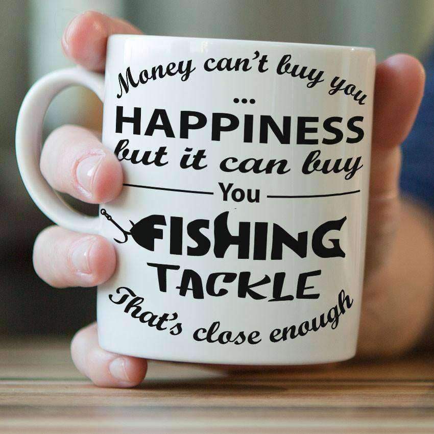 "Money Can't Buy You Happiness But It Can Buy You Fishing Tackle" Fishing Mug - OutdoorsAdventurer