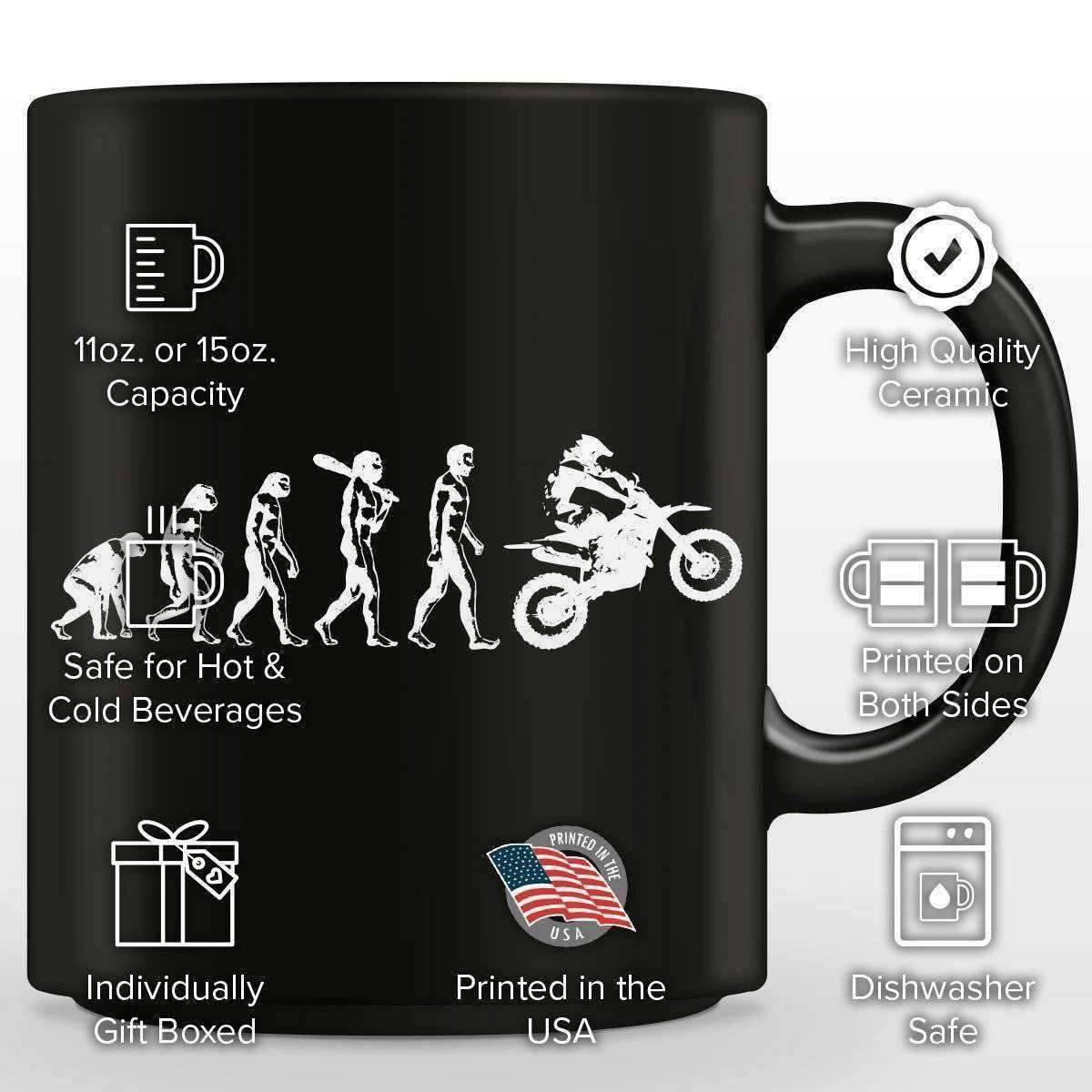 Funny Human Evolution Dirt Bike Mug - OutdoorsAdventurer
