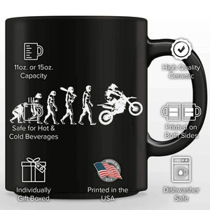 Funny Human Evolution Dirt Bike Mug - OutdoorsAdventurer