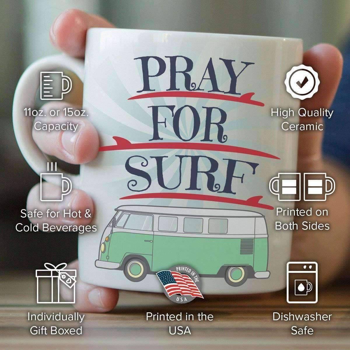 "Pray For Surf" Surfing Mug - OutdoorsAdventurer