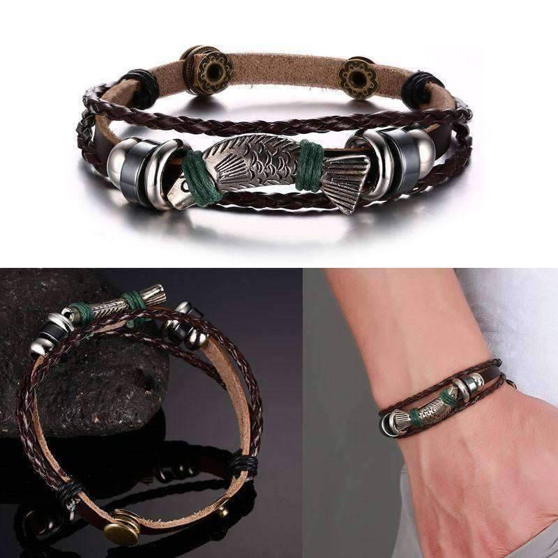 Fishing Leather Bracelet - OutdoorsAdventurer